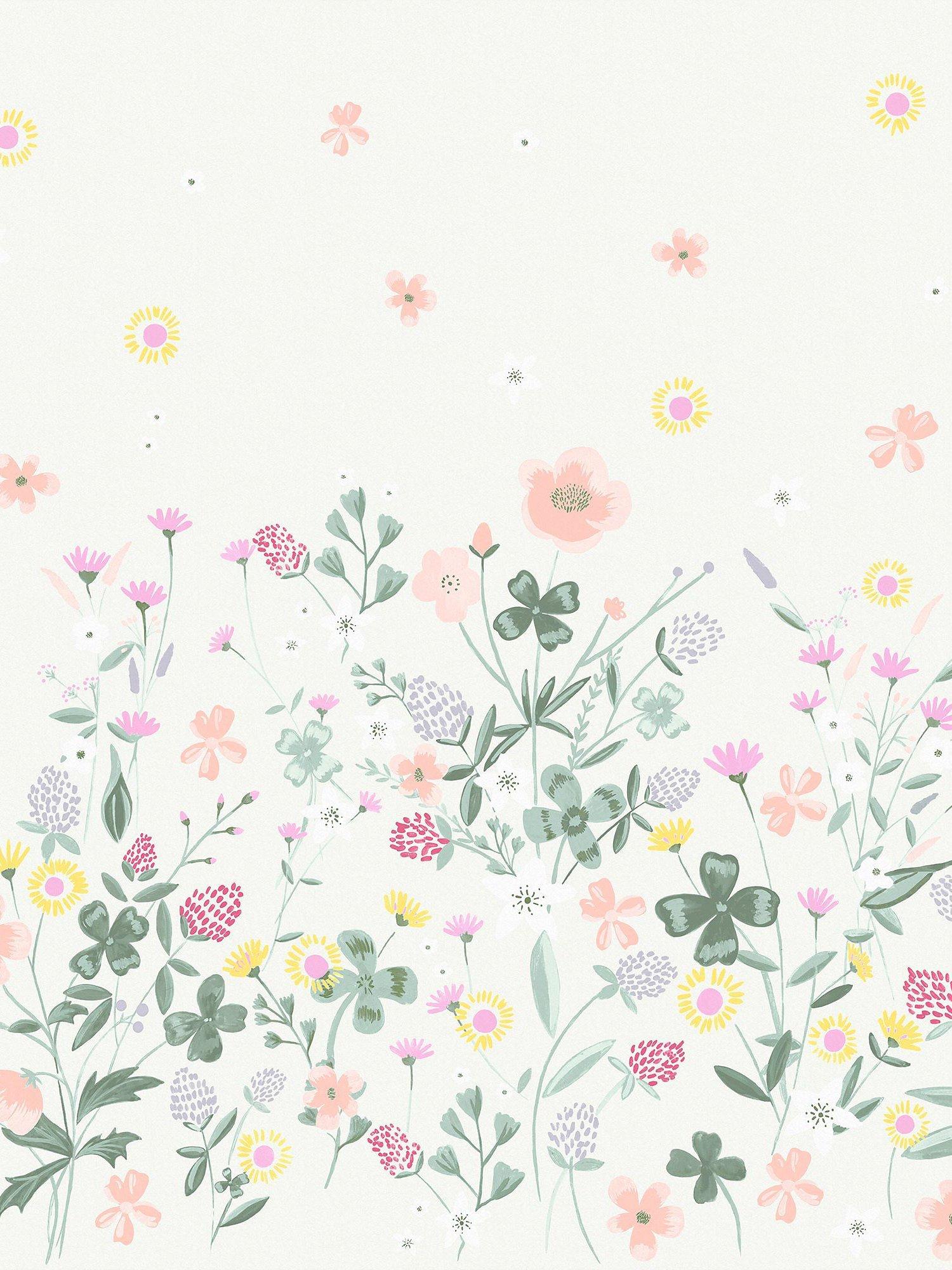 All-Over Floral Wall Mural Roll with 6 Panels, 17m x 50cm