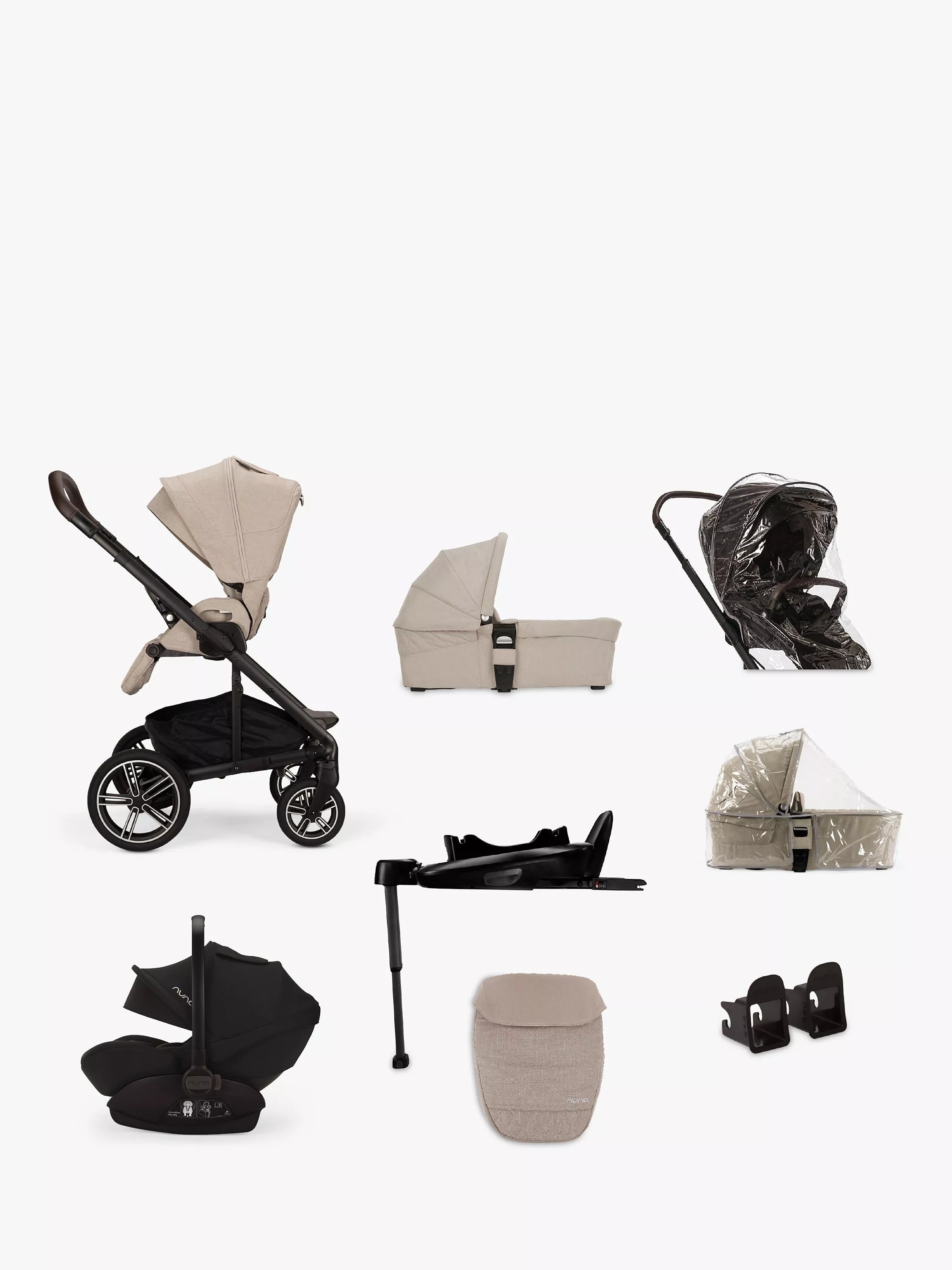 Nuna MIXX Next Pushchair, MIXX Next Carrycot & ARRA Next i-Size Car Seat with Base Next Generation Bundle - McGrocer