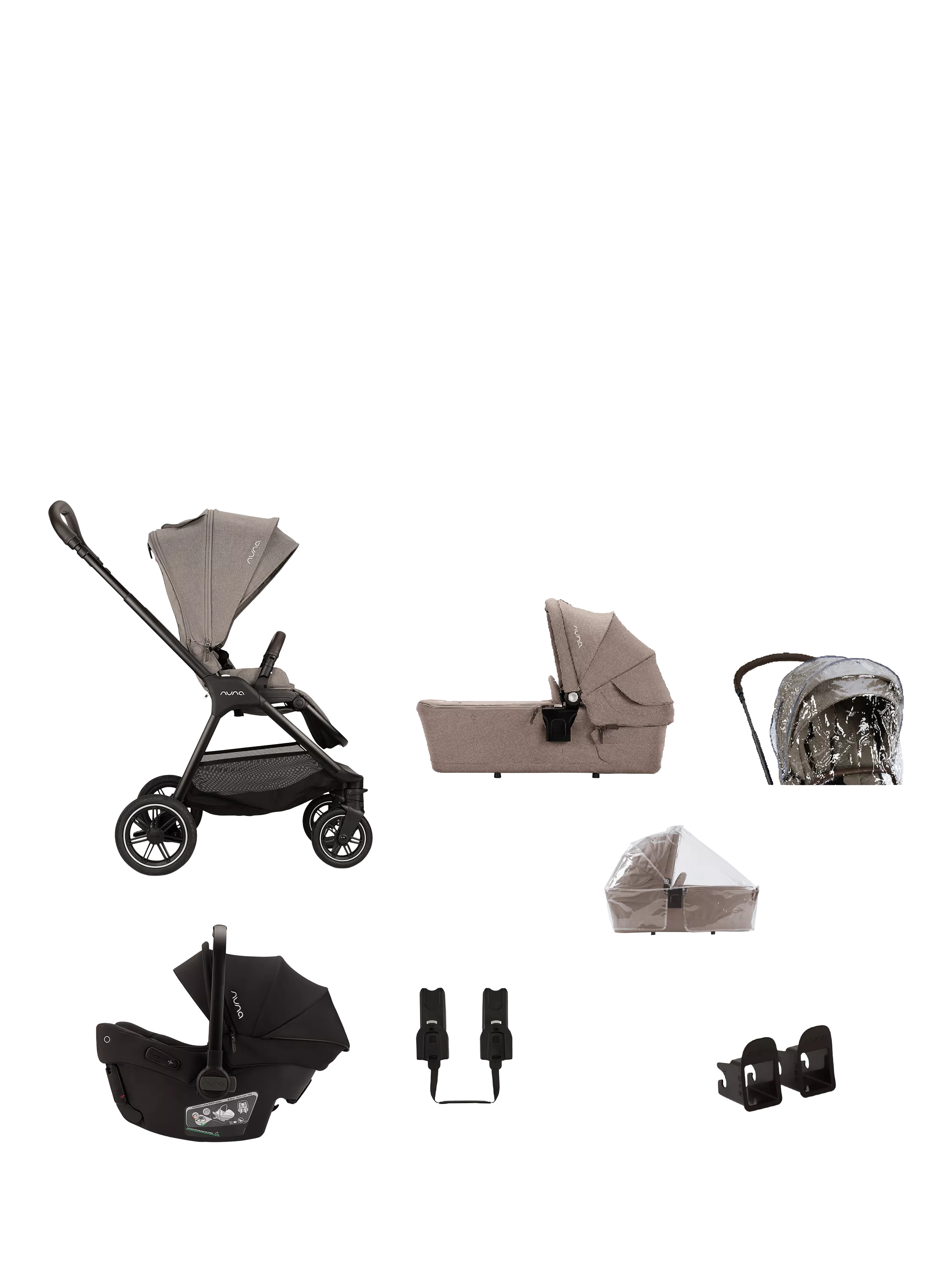 Nuna Triv Next Pushchair, LYTL Carrycot & Pipa Urbn Car Seat Travel Bundle - McGrocer