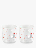 Le Creuset hearts stoneware mug set, 350ml, white and pink, UK version
