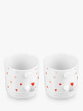 Le Creuset hearts stoneware mug set, 350ml, white and pink, UK version