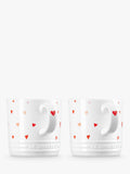 Le Creuset hearts stoneware mug set, 350ml, white and pink, UK version