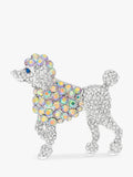 Silver-Plated Aurora Borealis Poodle Brooch with Gift Box