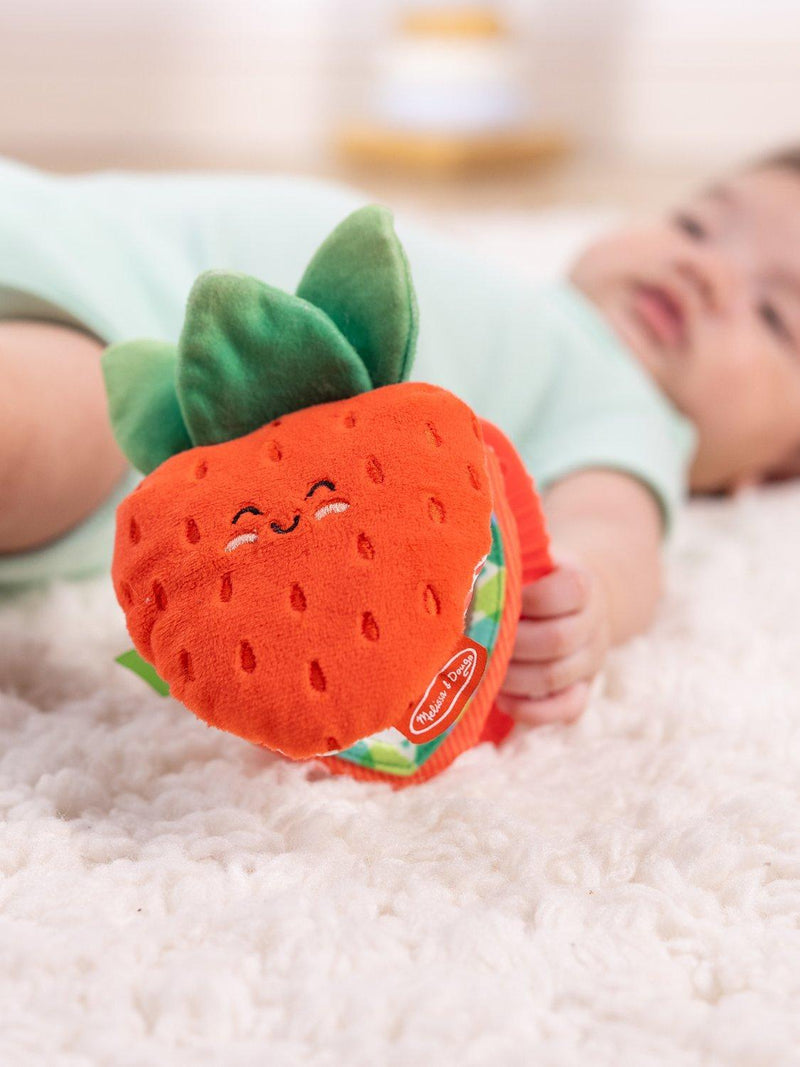 Melissa & Doug peek-a-boo strawberry take-along baby toy, imported from the UK