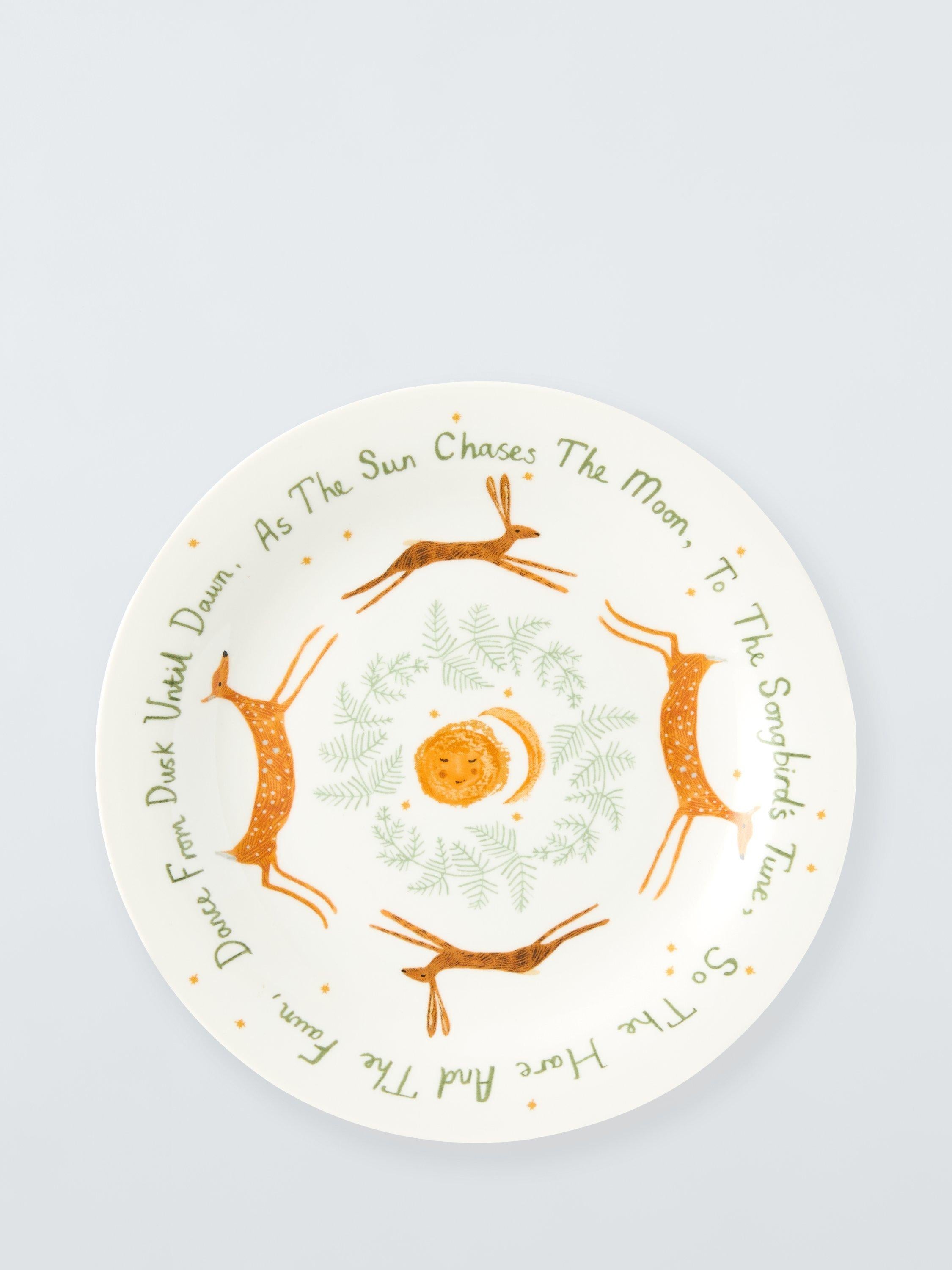 Children's Fine China Plate with Woodland Animal Design, 22cm