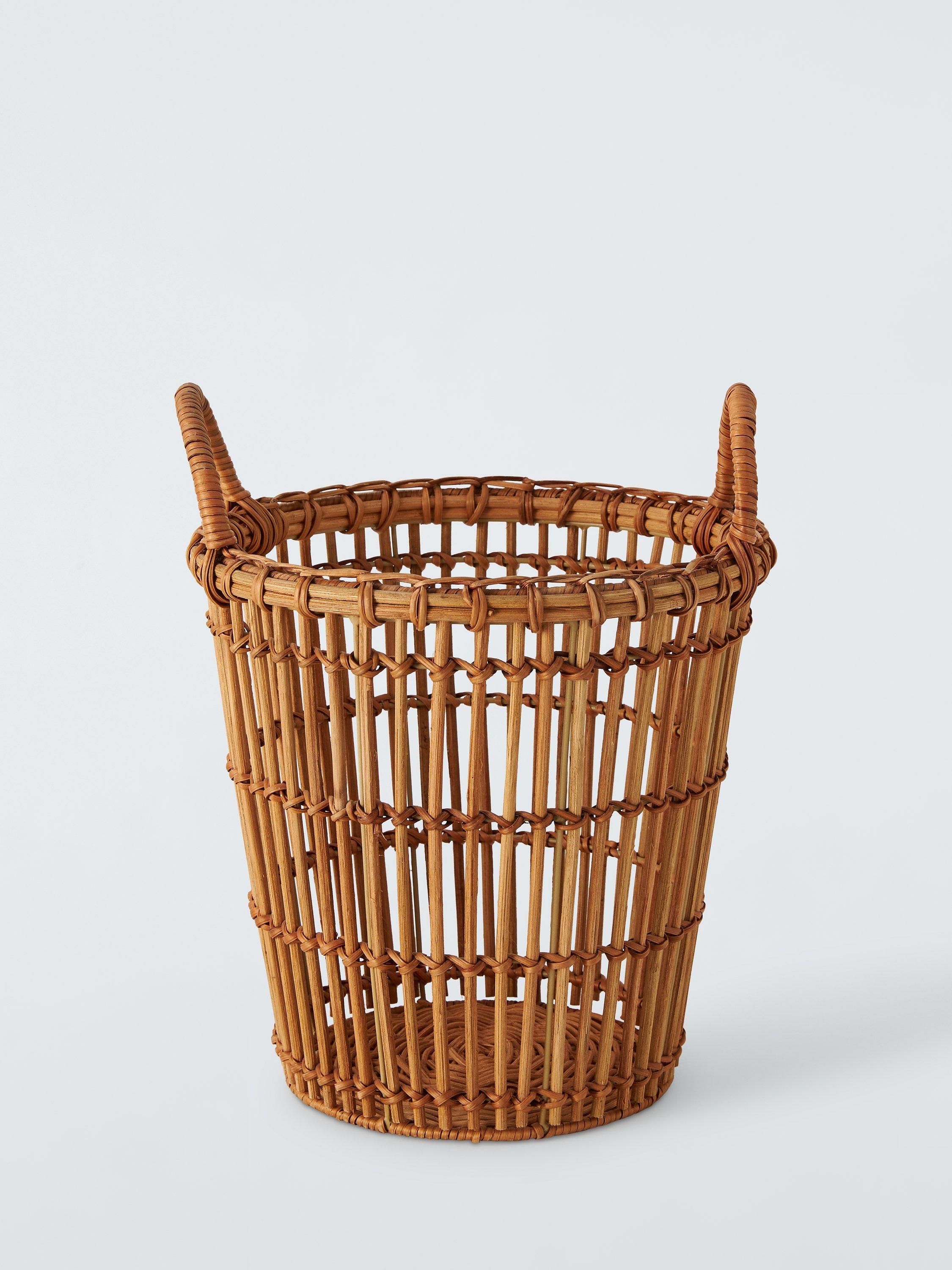 John Lewis rattan waste paper bin with open weave design, UK version