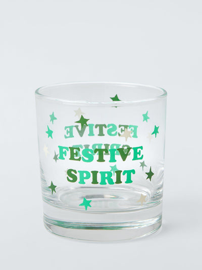 Festive Spirit Glass Tumbler 300ml with Christmas Stars Design