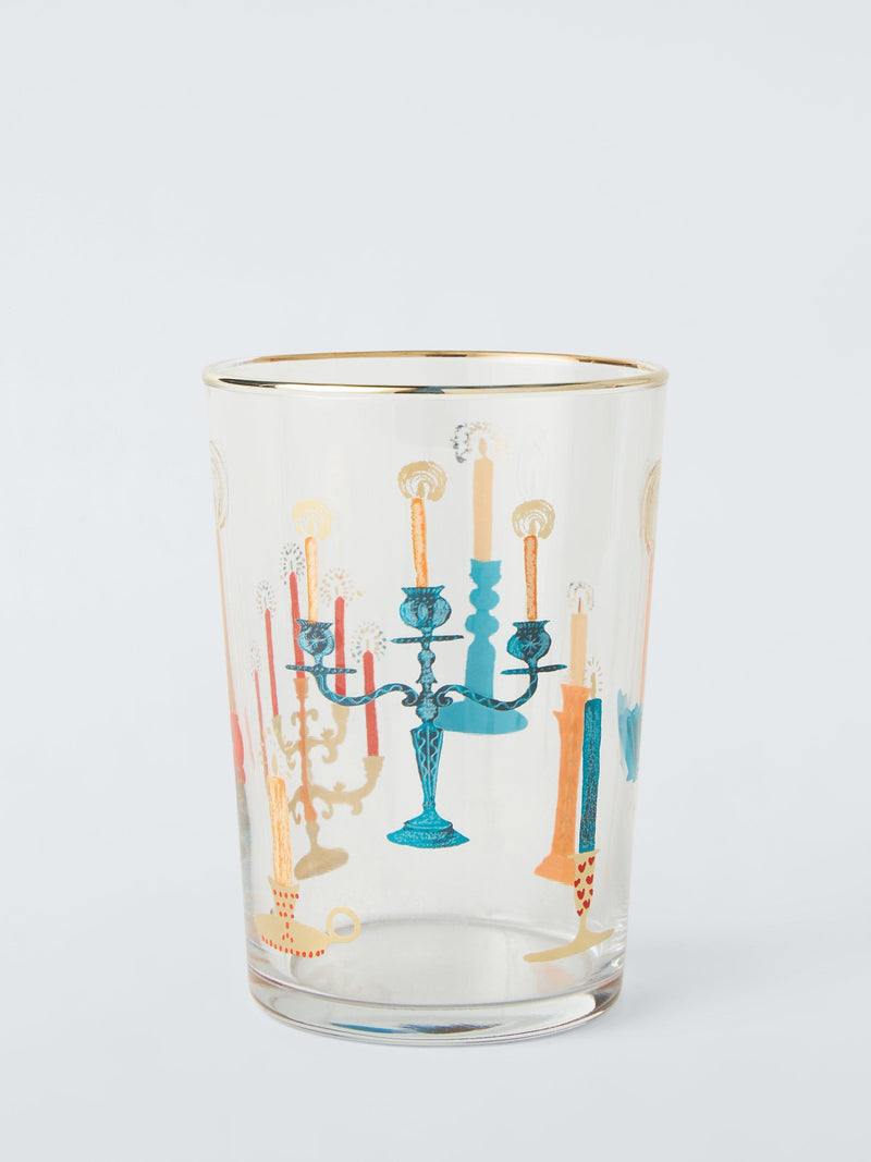 Candle Glass Tumbler with Gold Rim, 510ml