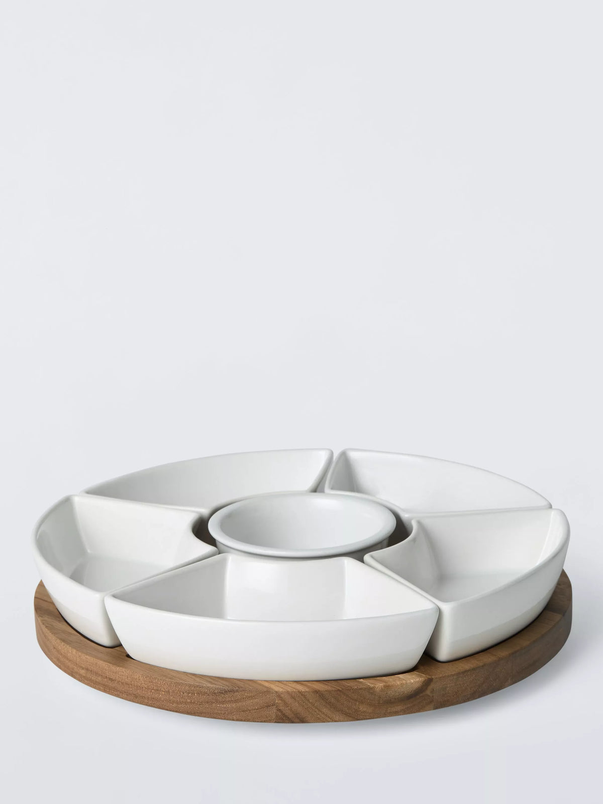 John Lewis wooden lazy Susan serving set with ceramic segments, UK version