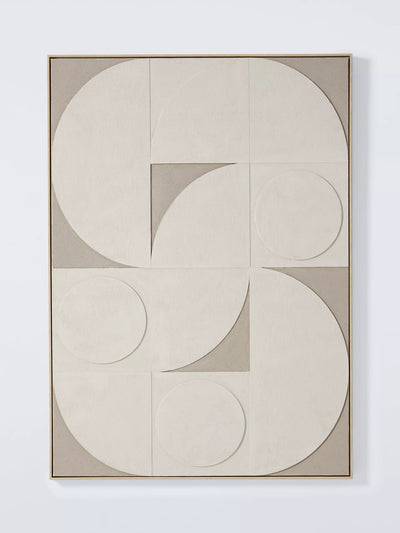 John Lewis Neutral Shapes Framed Hand Painted 3D Canvas Abstract Artwork
