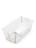 Stokke Flexi Bath X-Large Sandy Beige baby bathtub and newborn support bundle (British brand)