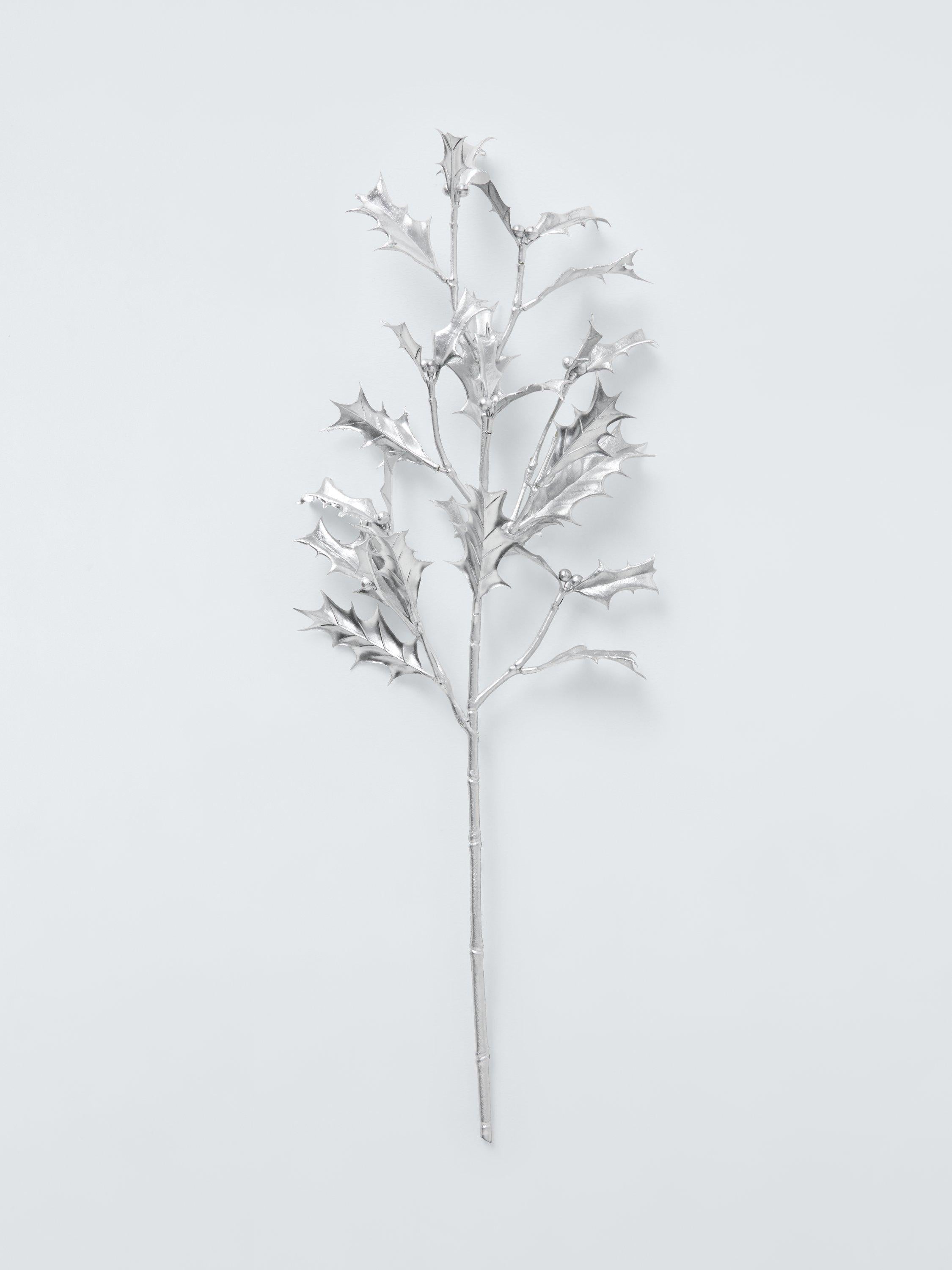Silver Holly Stem for Festive Decorations