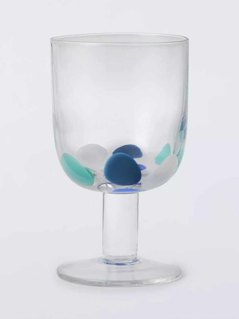 John Lewis short stem wine glass with confetti smudge pattern 230ml blue, UK version
