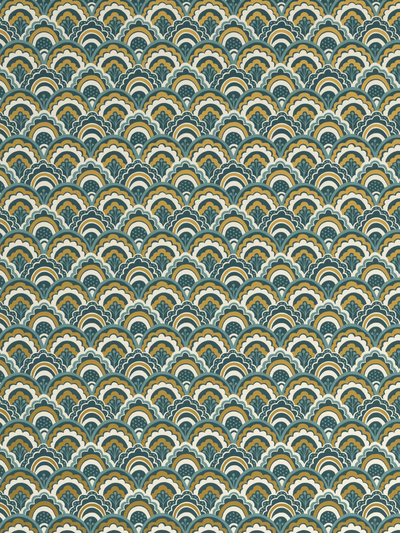 Papier peint John Lewis Astra motif paon foncé