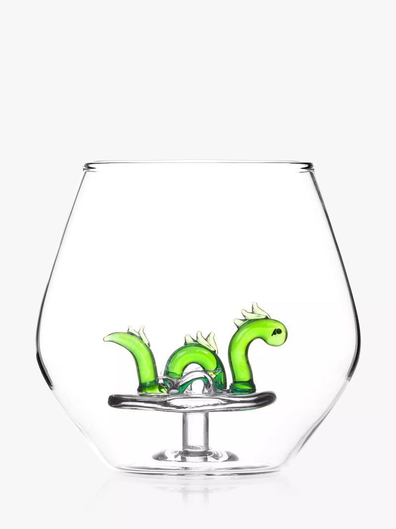 Bar Bespoke Loch Ness Monster clear glass tumbler 400ml - British product