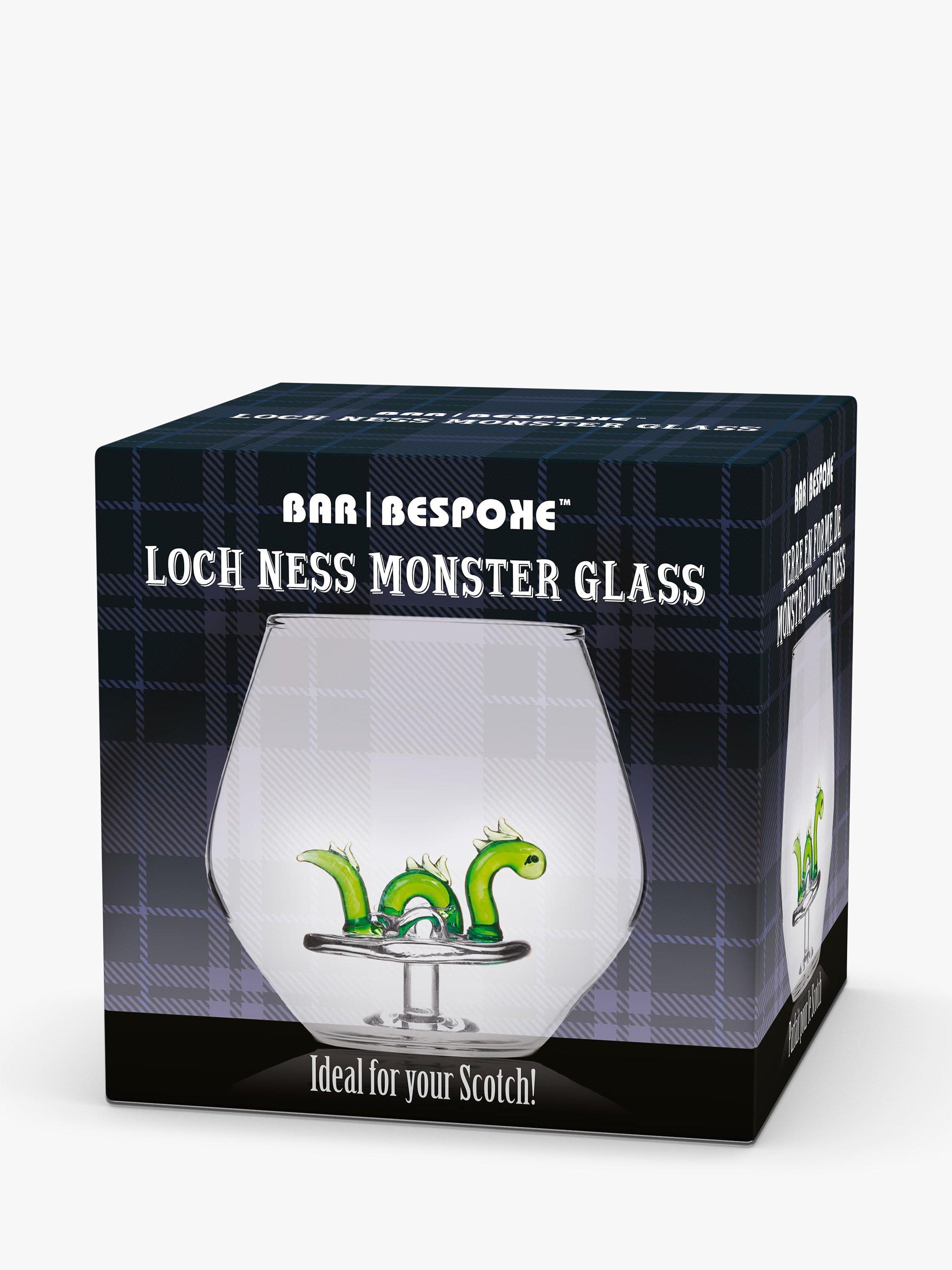 Bar Bespoke Loch Ness Monster clear glass tumbler 400ml - British product