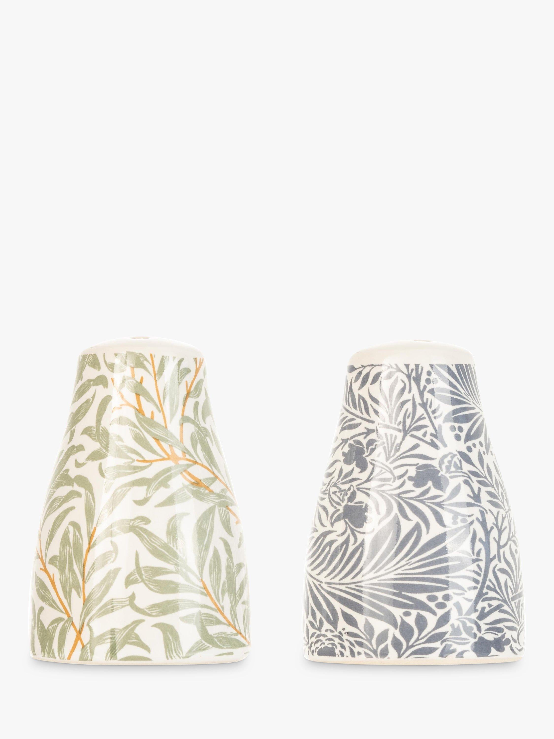 Salt and pepper set with William Morris print and wooden base (British brand)