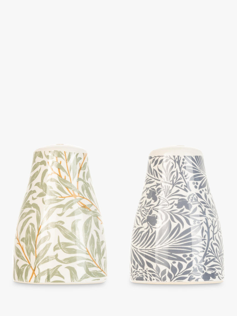 Salt and pepper set with William Morris print and wooden base (British brand)