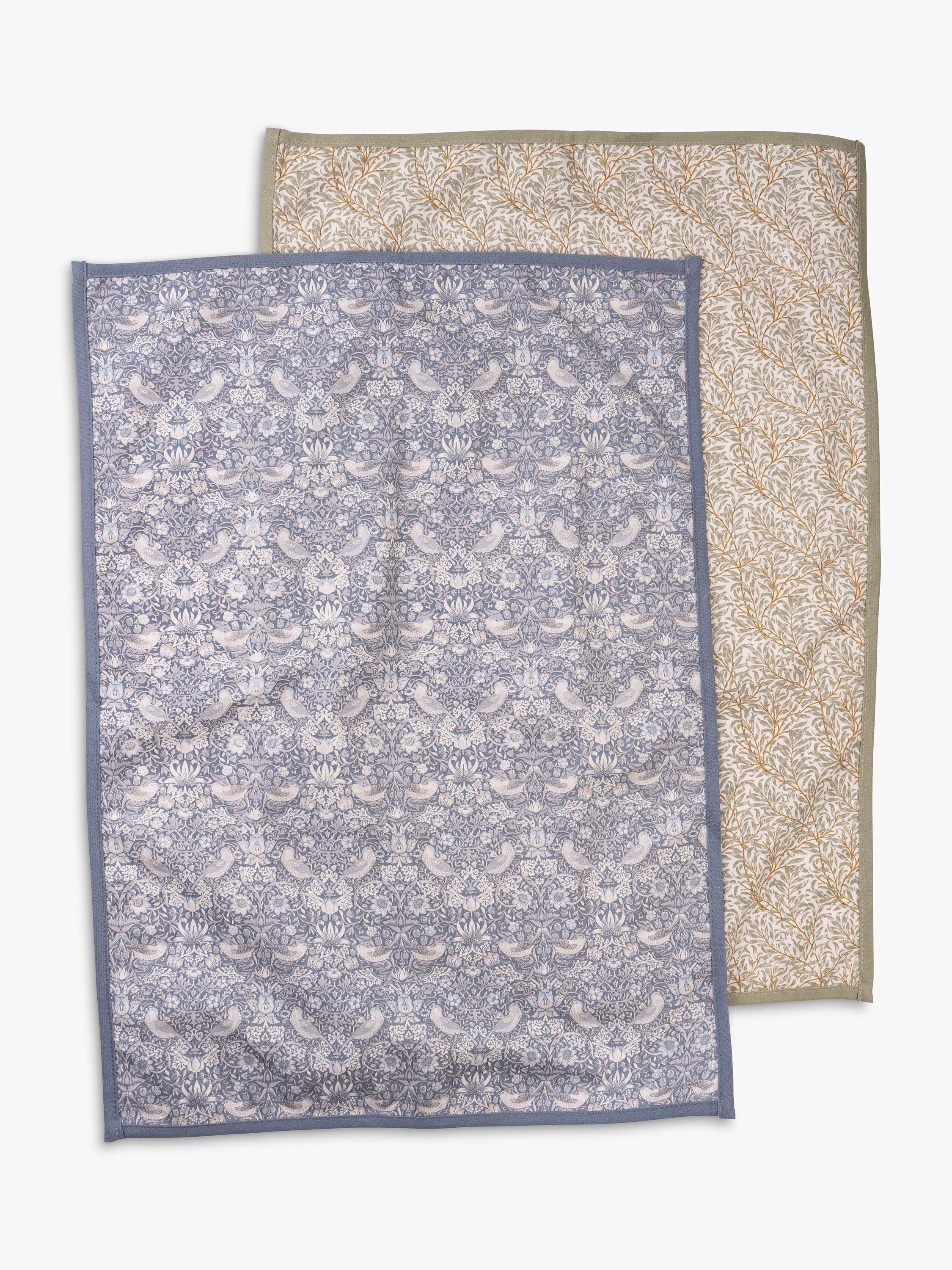 William Morris cotton tea towels with decorative prints, set of 2 (British brand)