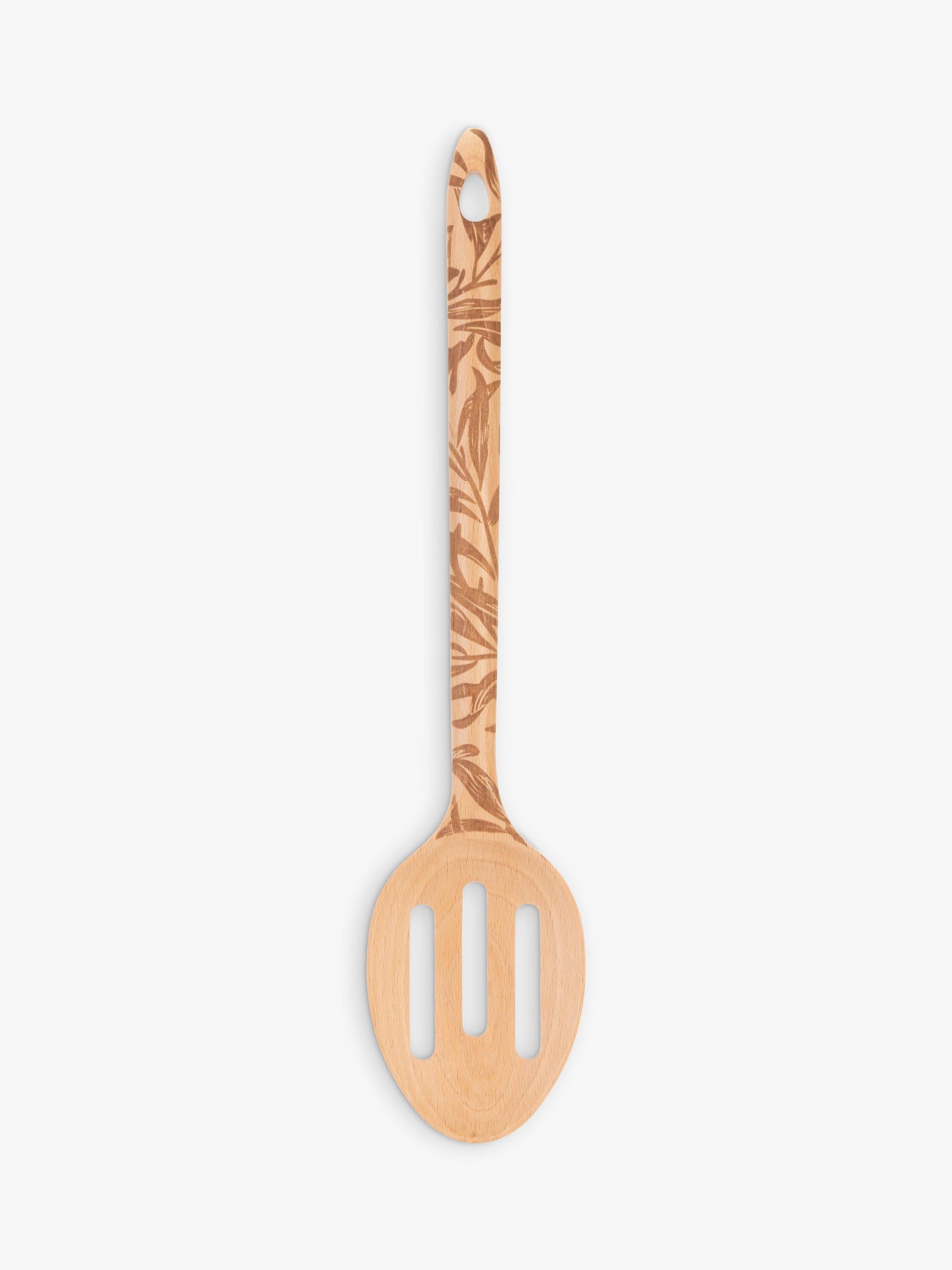 Beech wood kitchen utensils with William Morris design, set of two (British brand)