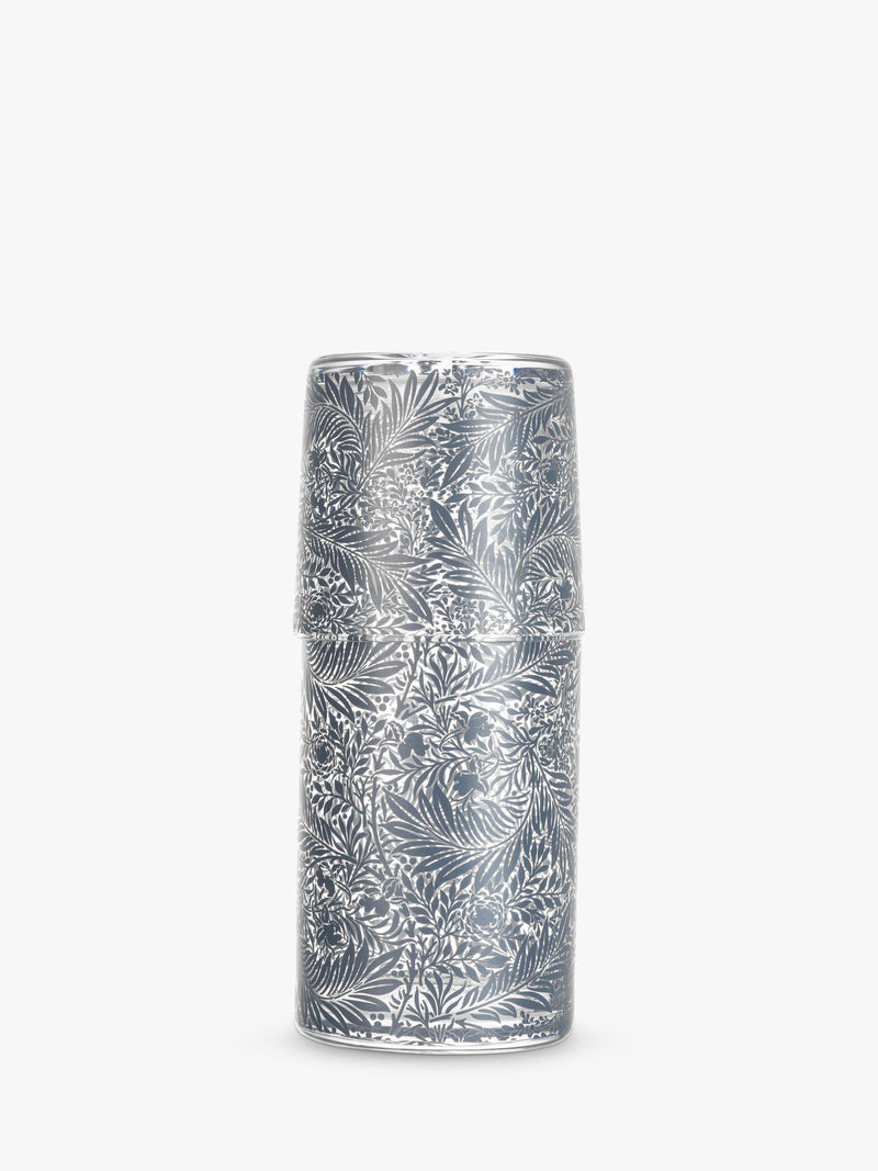 Glass carafe and tumbler set with William Morris pattern (British brand)