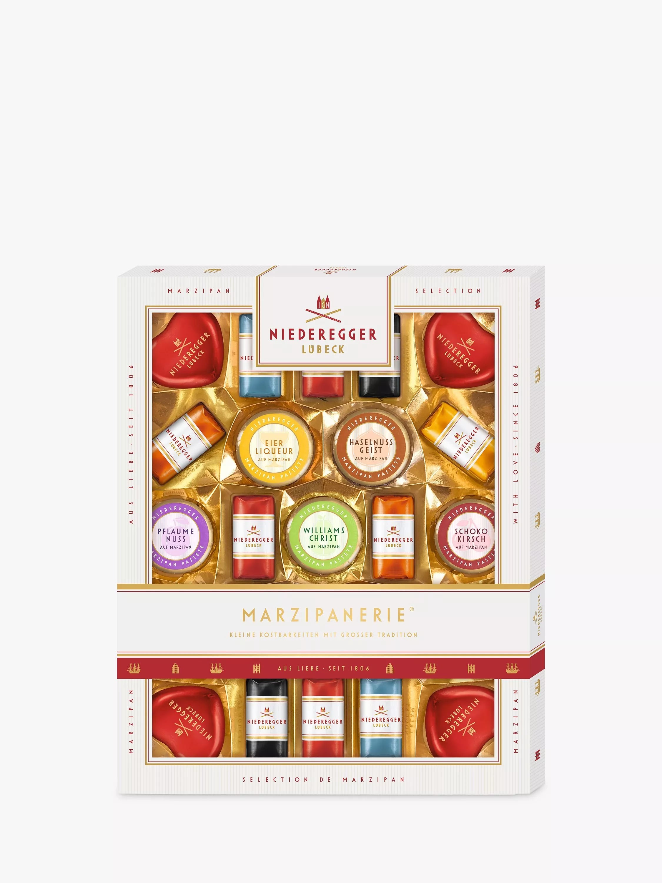 Niederegger marzipan gift box with assorted treats, 298g, imported from the UK