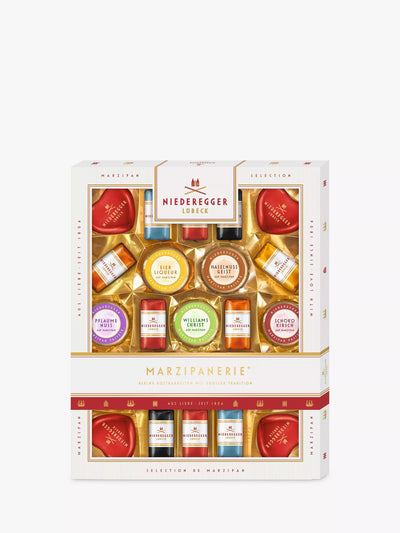 Assorted Marzipan Gift Box with Mini Loaves and Chocolate Hearts, 298g