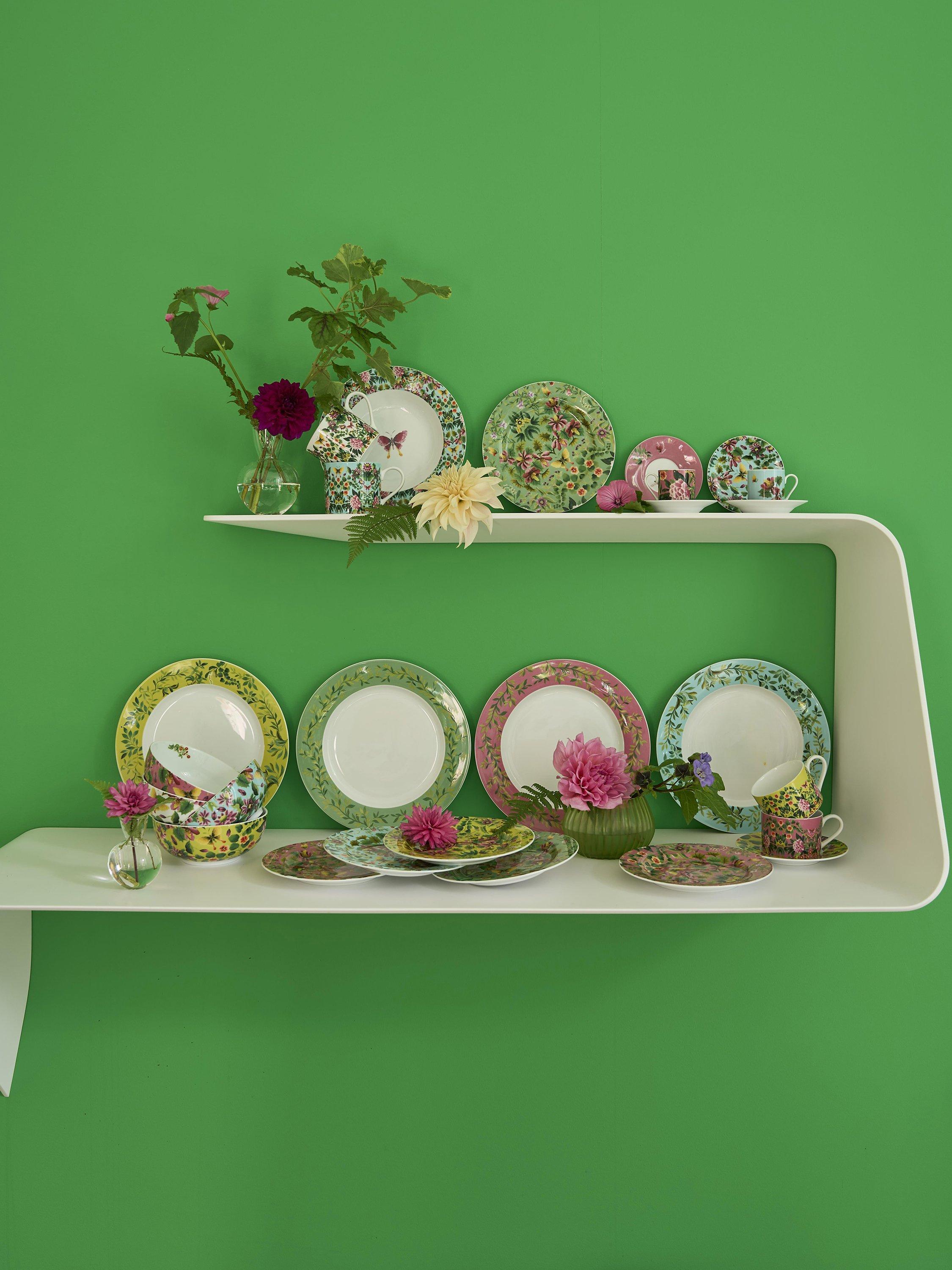 Designers Guild Ikebana porcelain cup and saucer set multi floral design 90ml - British product