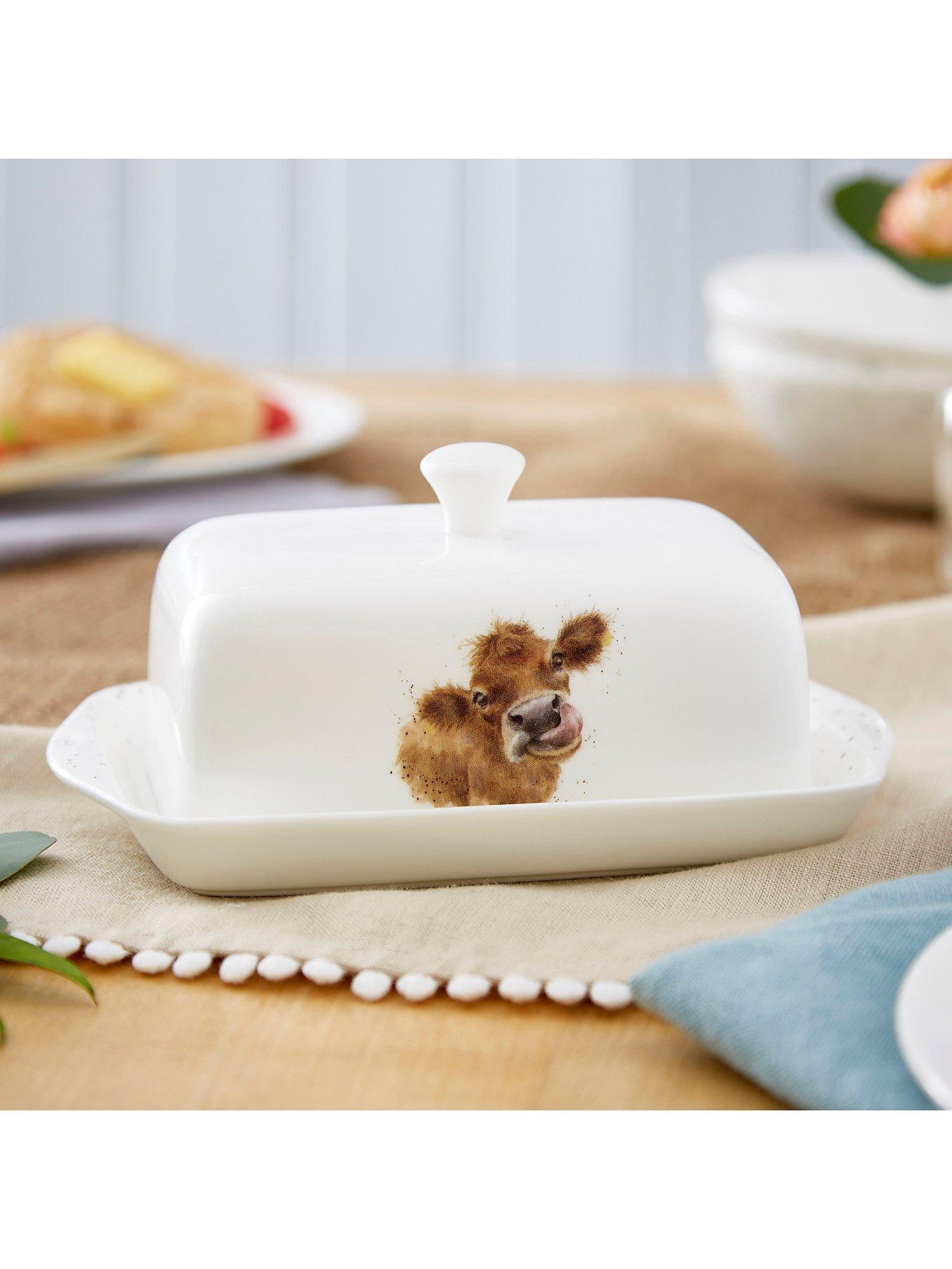 Wrendale Designs Mooo Cow bone china butter dish (British brand)