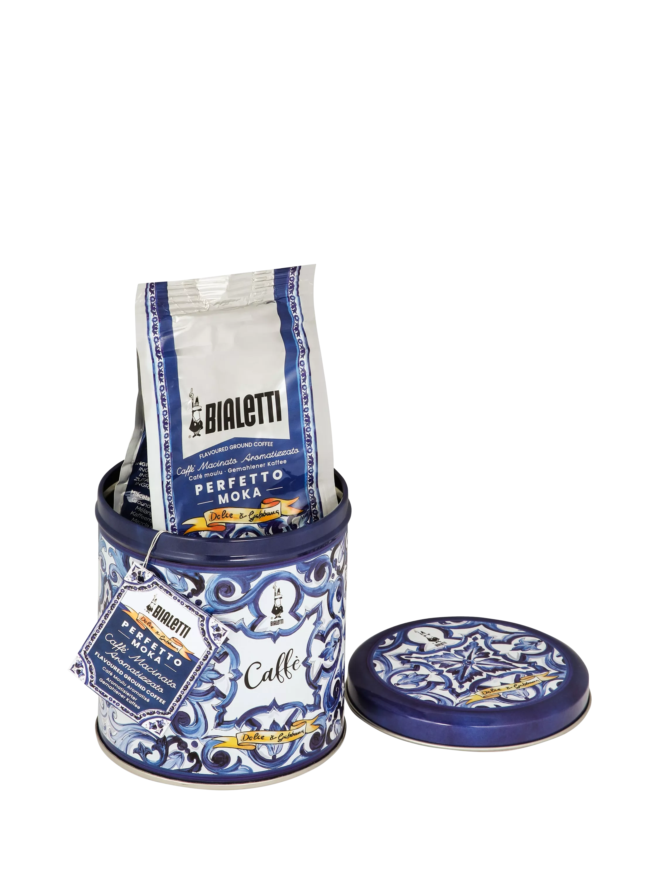Bialetti Dolce & Gabbana Mediterranean Blue Perfetto Moka Autentico Ground Coffee Tin, 200g - McGrocer
