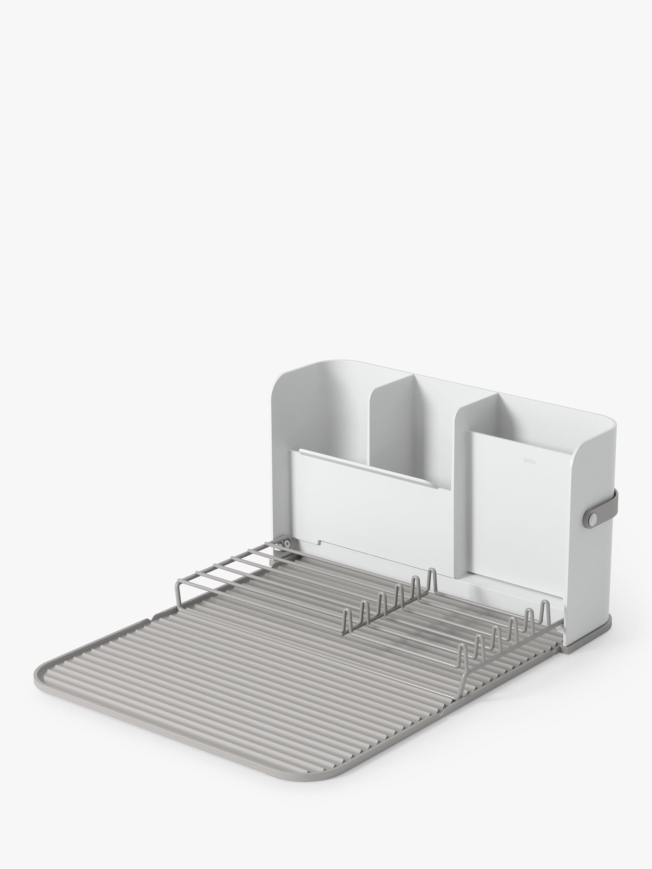 Umbra folding dish rack with cutlery sections and caddy base, white (British brand)