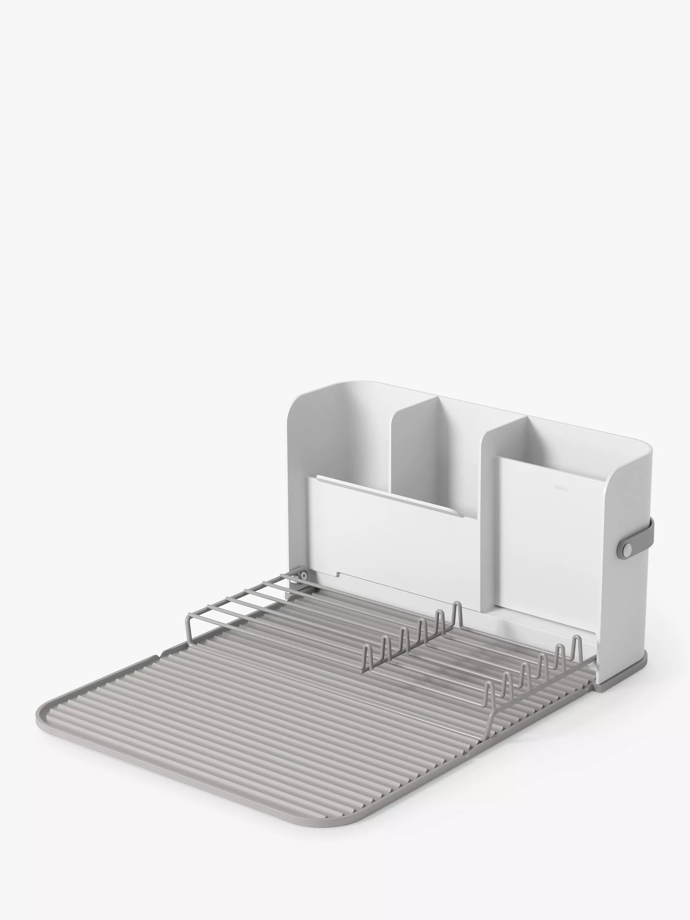 Umbra folding dish rack with cutlery sections and caddy base, white (British brand)