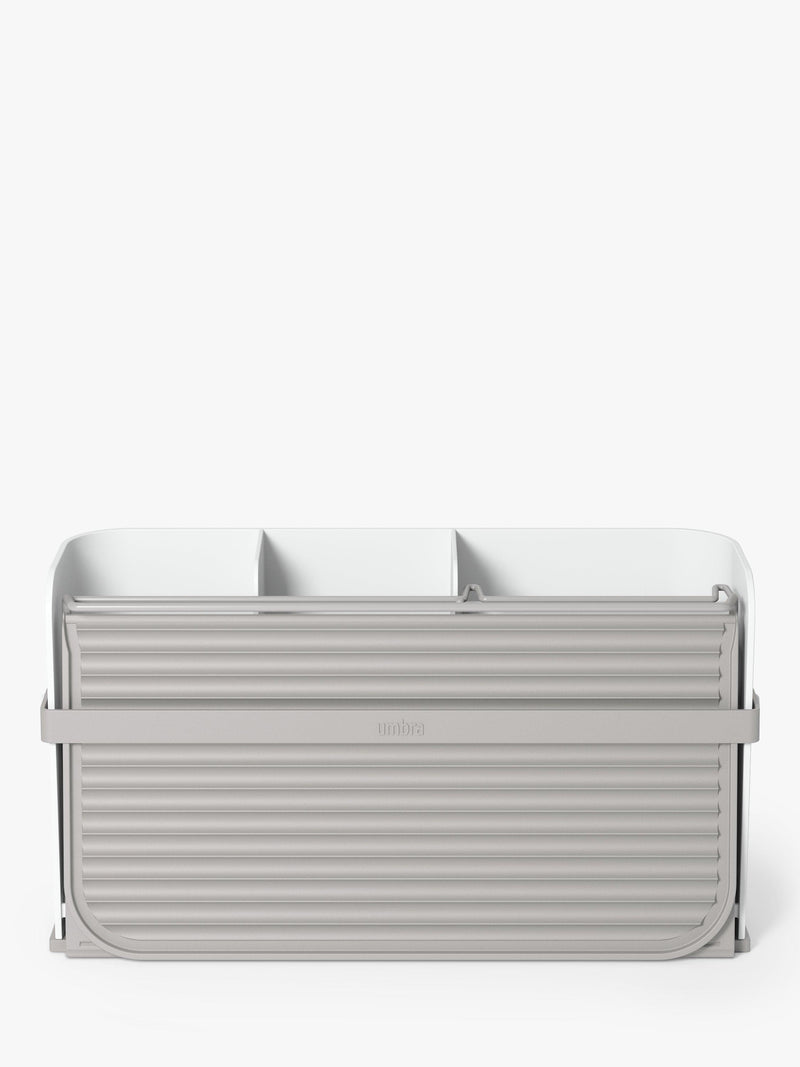 Umbra folding dish rack with cutlery sections and caddy base, white (British brand)