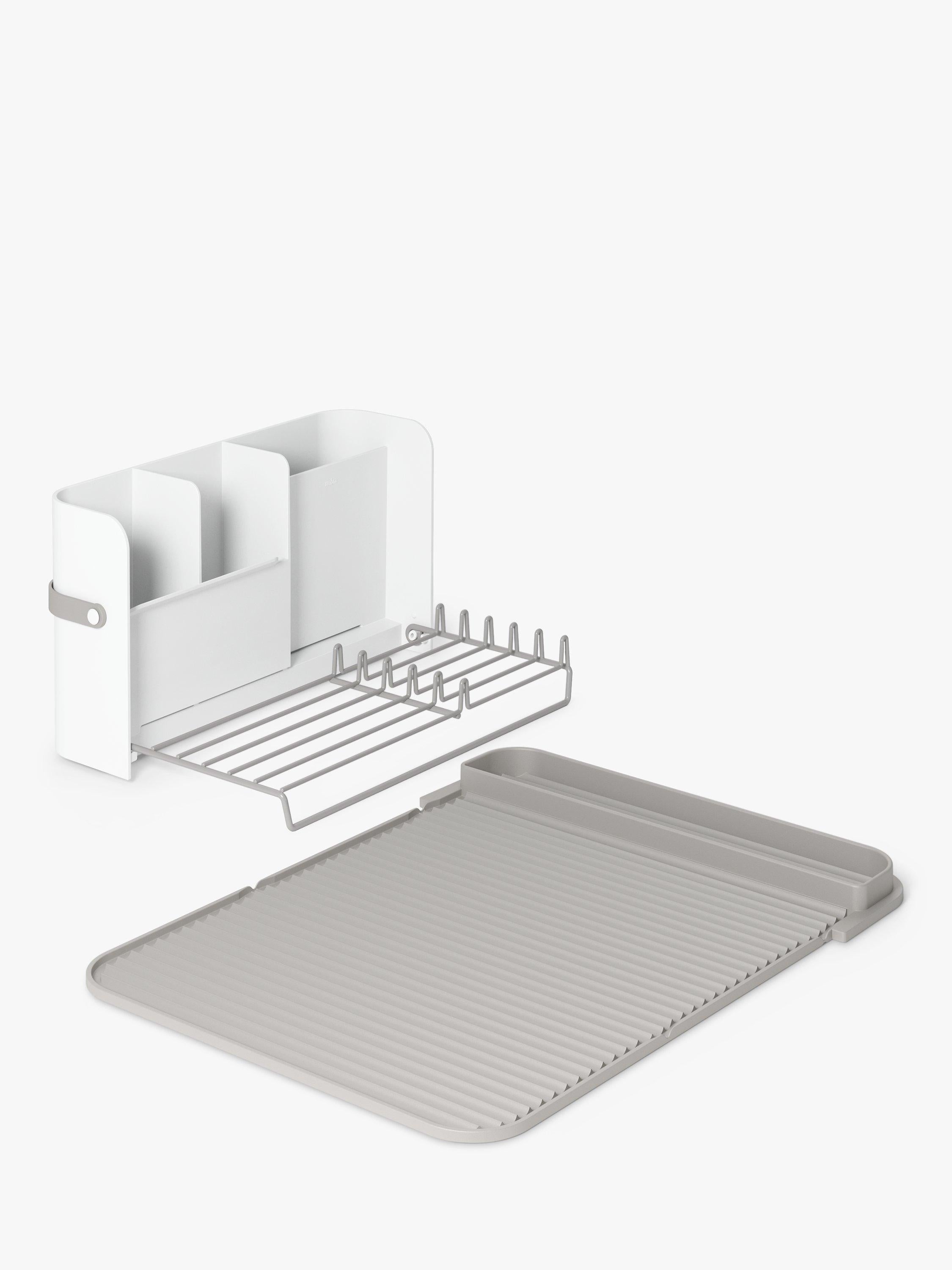Umbra folding dish rack with cutlery sections and caddy base, white (British brand)