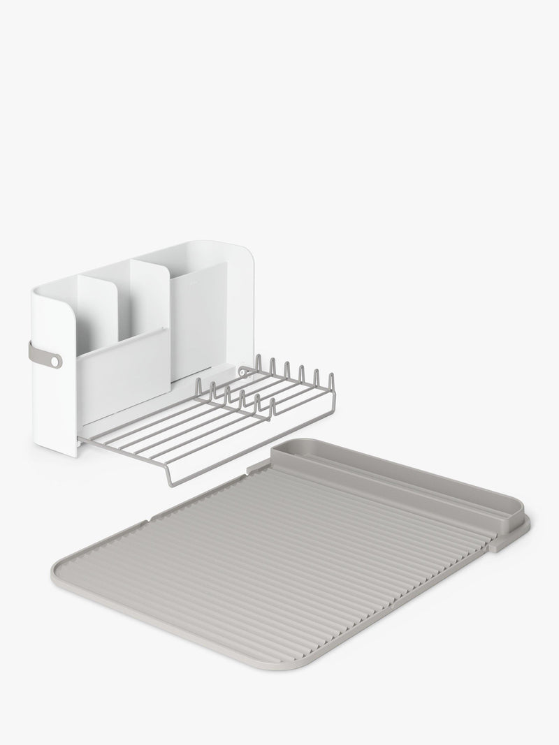 Umbra folding dish rack with cutlery sections and caddy base, white (British brand)