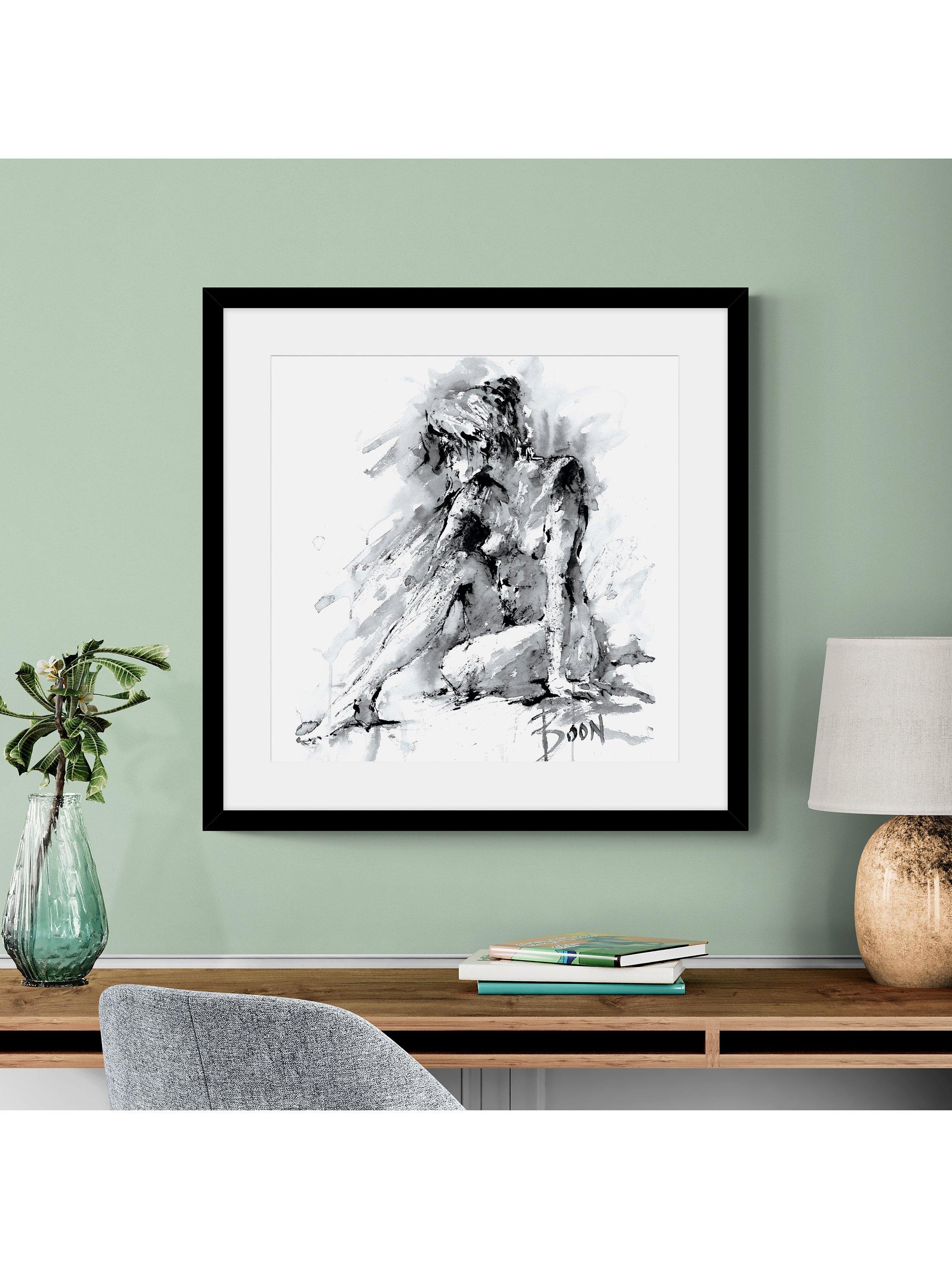John Lewis 'Figurative Study 1' framed print in black and white, 74.5 x 74.5cm, UK version
