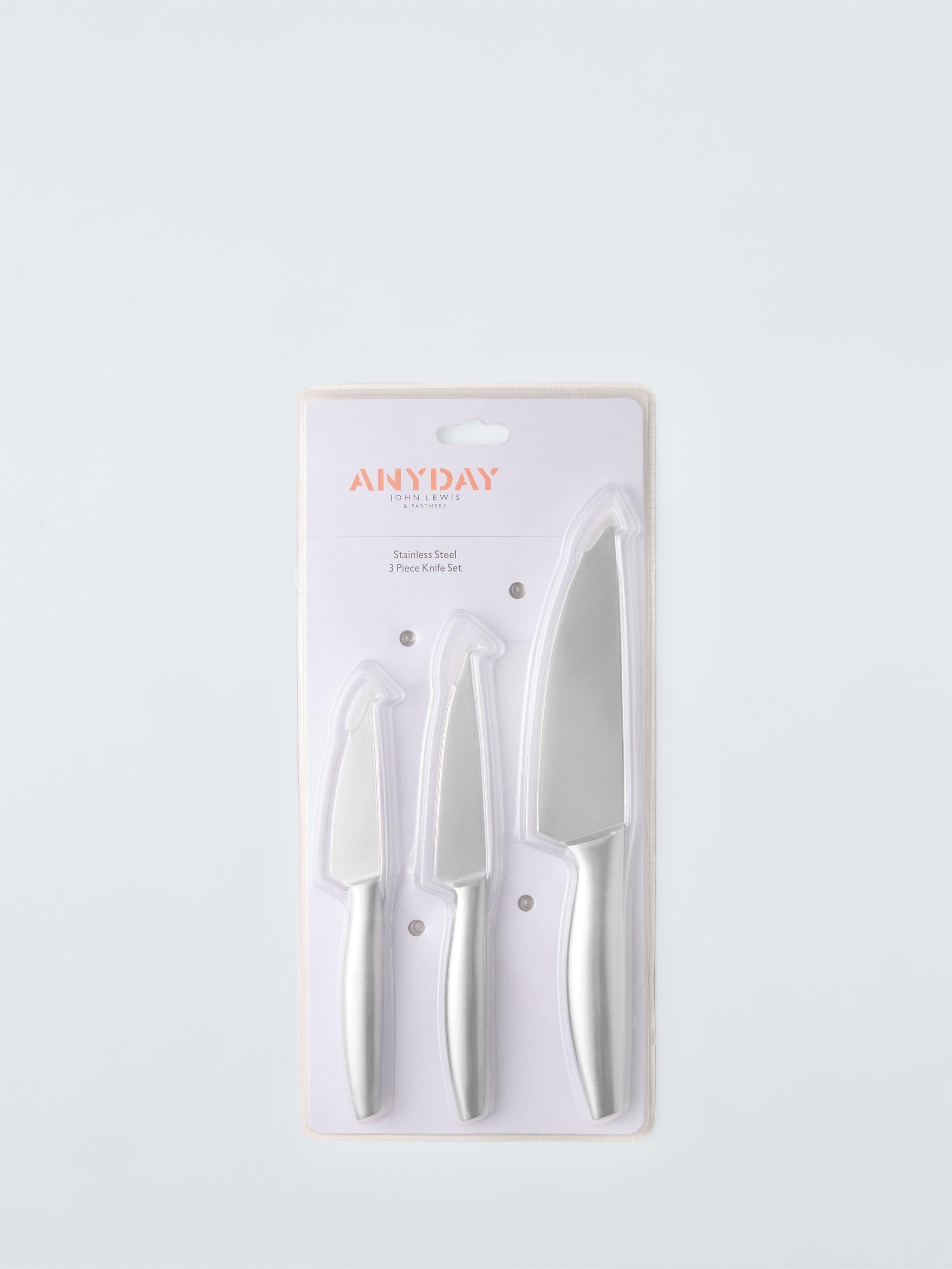 John Lewis ANYDAY Stainless Steel Kitchen Knife Set 3 Piece, UK version
