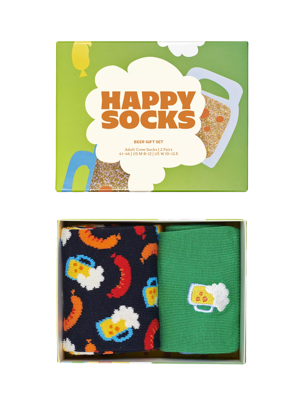 Happy Socks beer socks gift set, pack of 2, one size (EU 41-46), UK version