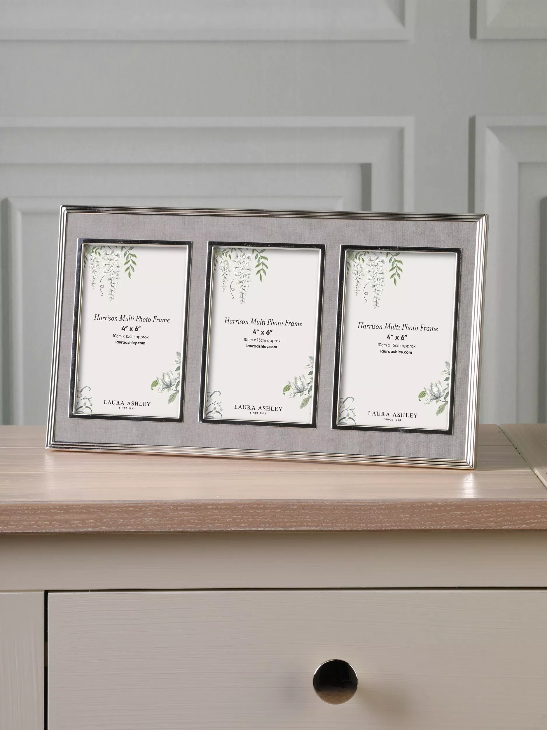 Laura Ashley Harrison triple photo frame for 4x6 photos, UK version