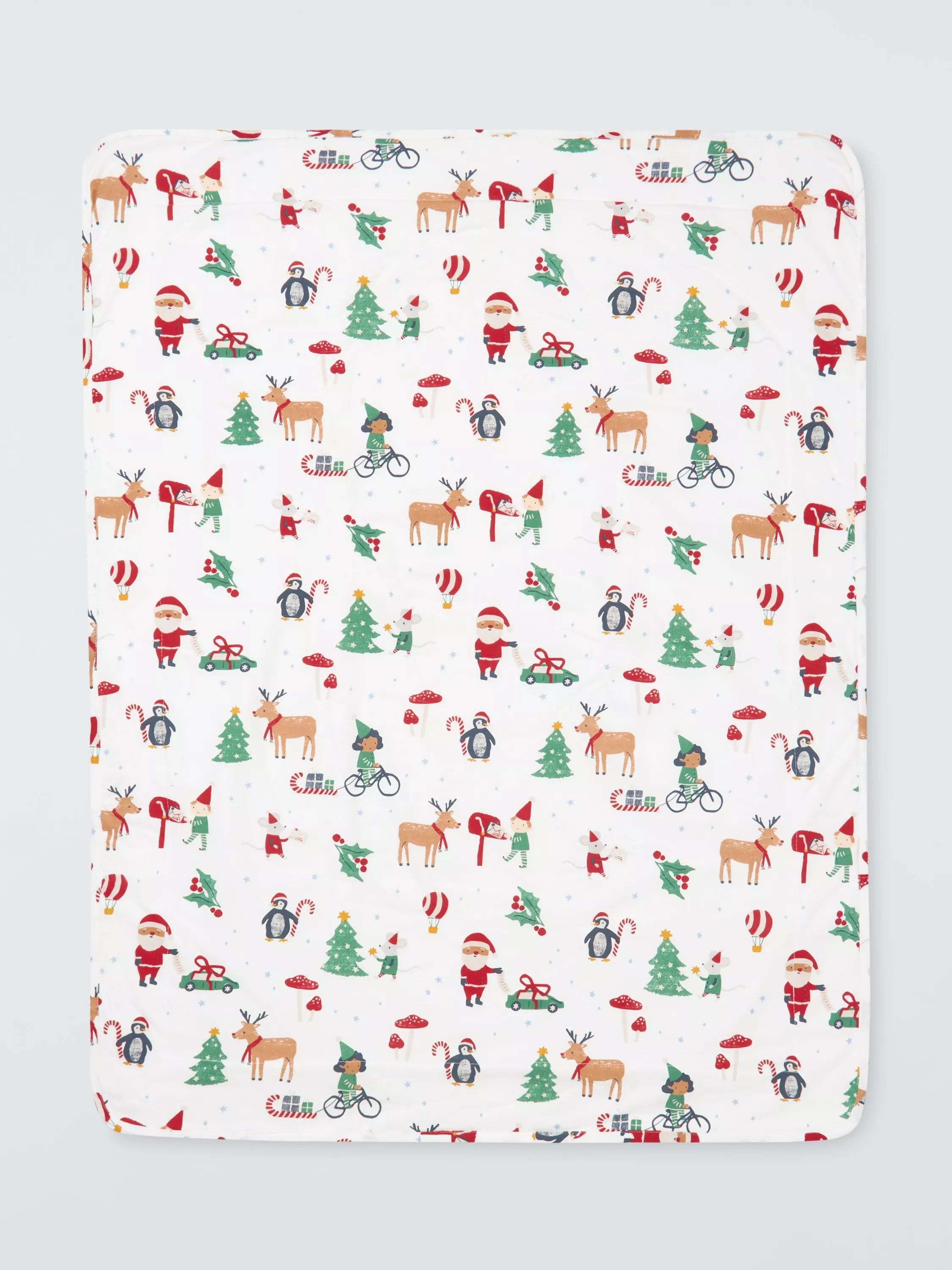 John Lewis Kids' Christmas Elf Sherpa Fleece Blanket, Multi - McGrocer