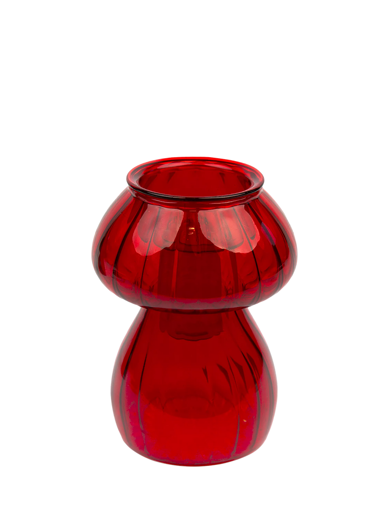 Talking Tables red glass mushroom candle holder and vase (British brand)