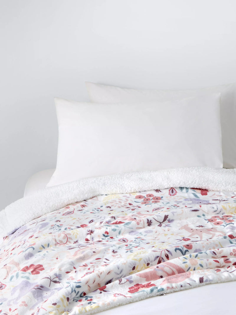 John Lewis kids' unicorn print fleece blanket Pink/Multi, UK version