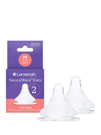 Lansinoh Natural Wave Medium Flow Baby Bottle Teats Pack of 2