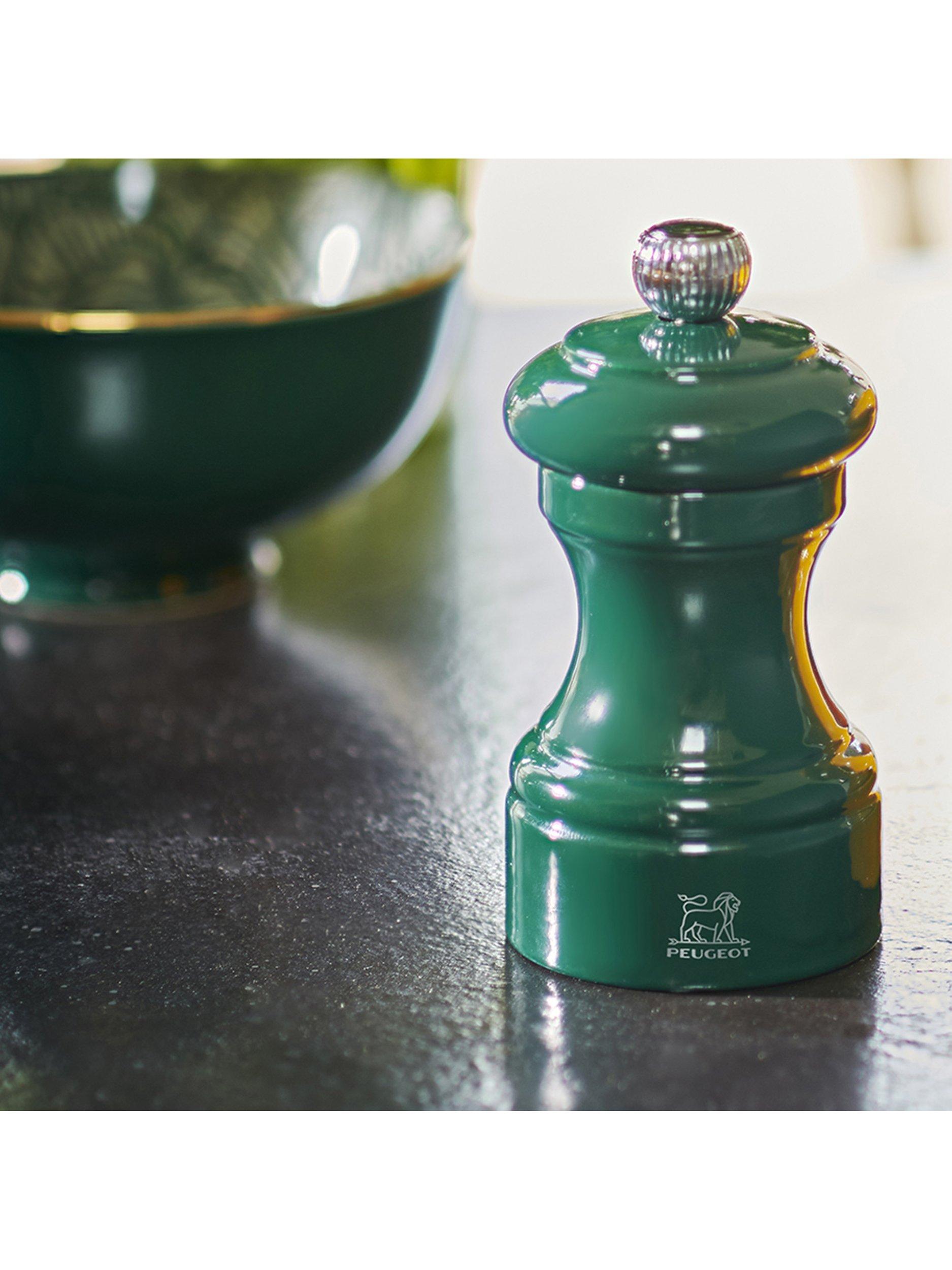 Peugeot beech wood salt and pepper mill gift set 10cm ivory forest green, imported from the UK