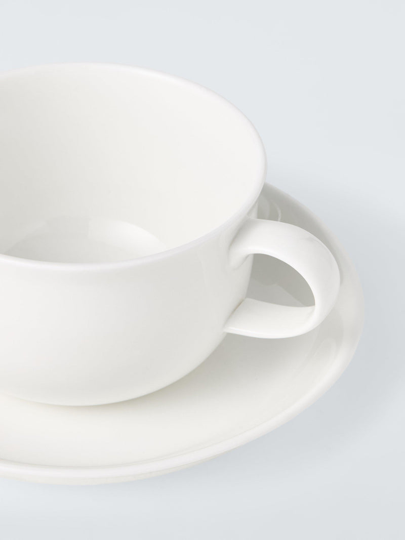 John Lewis + Queensberry Hunt Cupola bone china cup and saucer set, white, 2-piece, 280ml, UK version