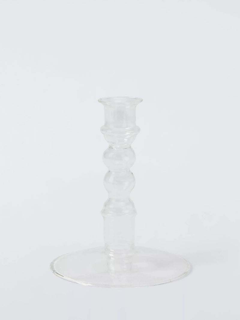 John Lewis clear glass bobbin candle holder H14 cm, UK version