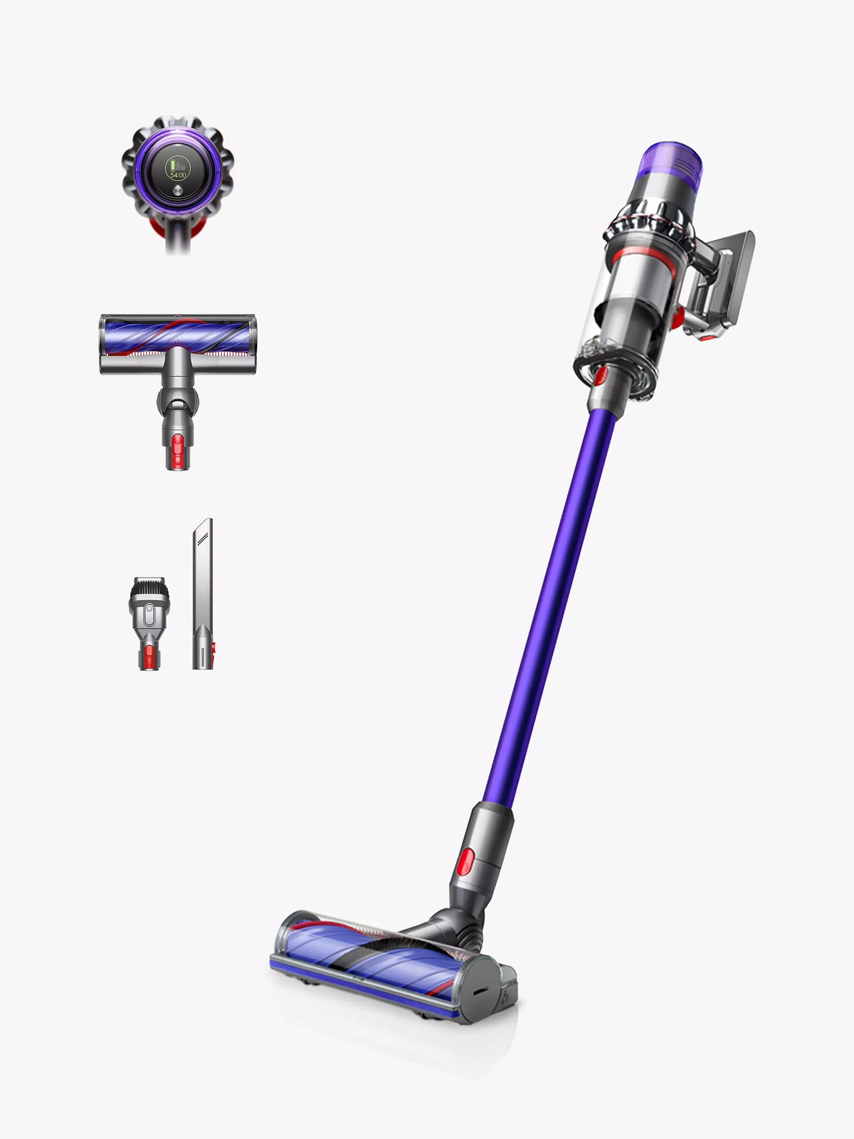 Dyson cordless vacuum cleaner in nickel and purple - British product