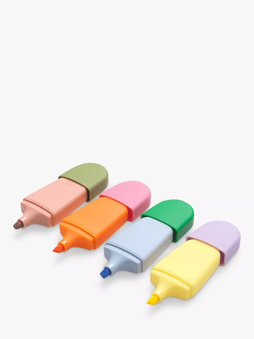 Pack of 4 mini highlighters in multiple colors, imported from the UK