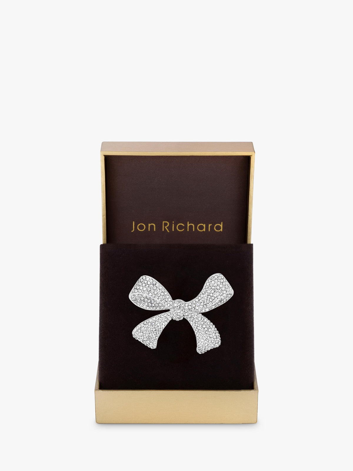 Crystal-Covered Bow Brooch in Silver