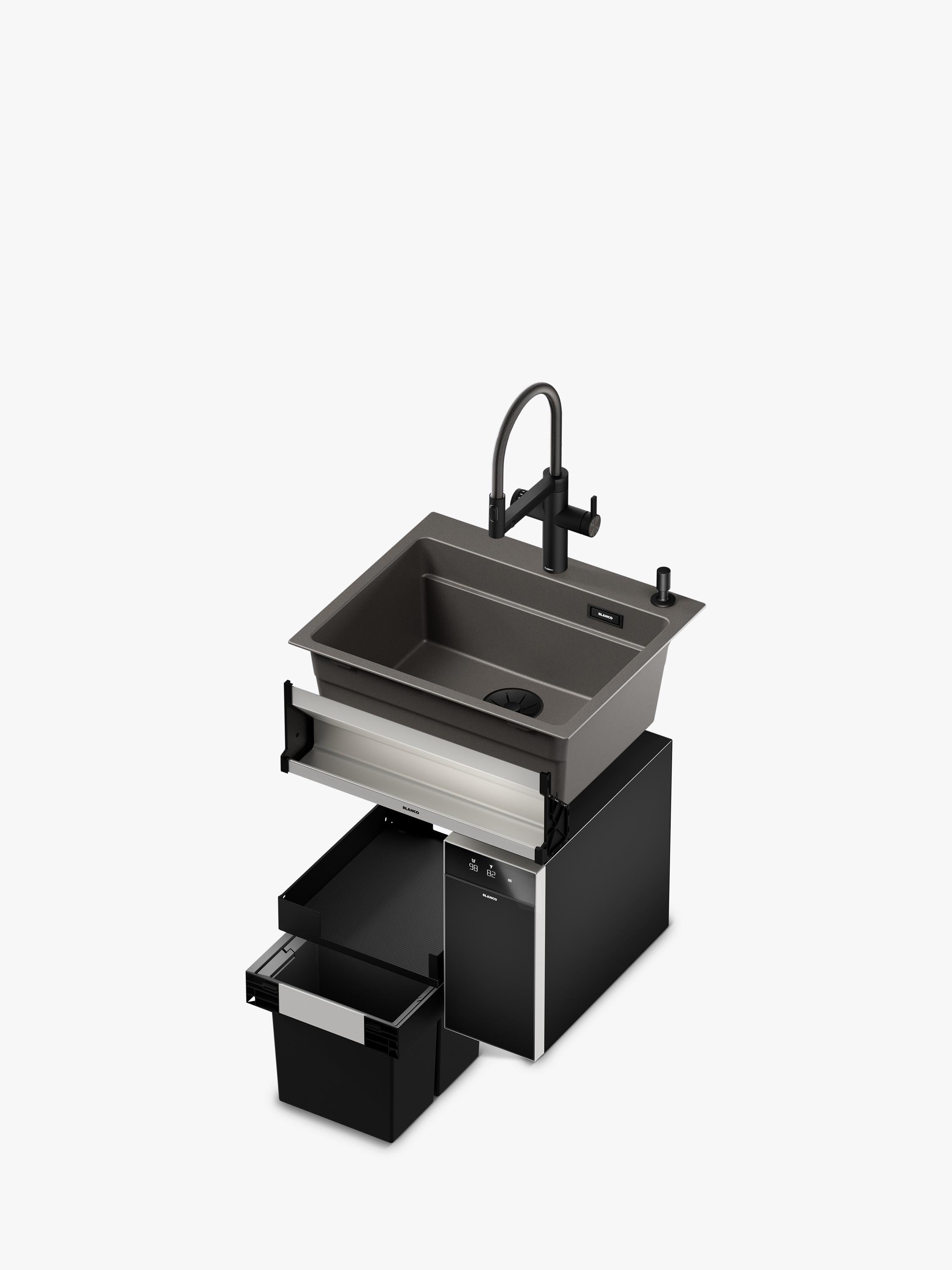 BLANCO under counter pull-out kitchen bin dark grey 30L - British product